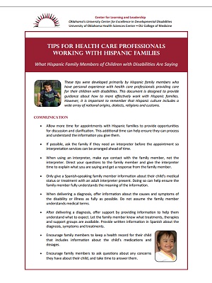 Tips for Health Care Professionals Working with Hispanic Families