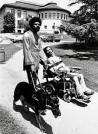 Donald Galloway with service dog and Ed Roberts